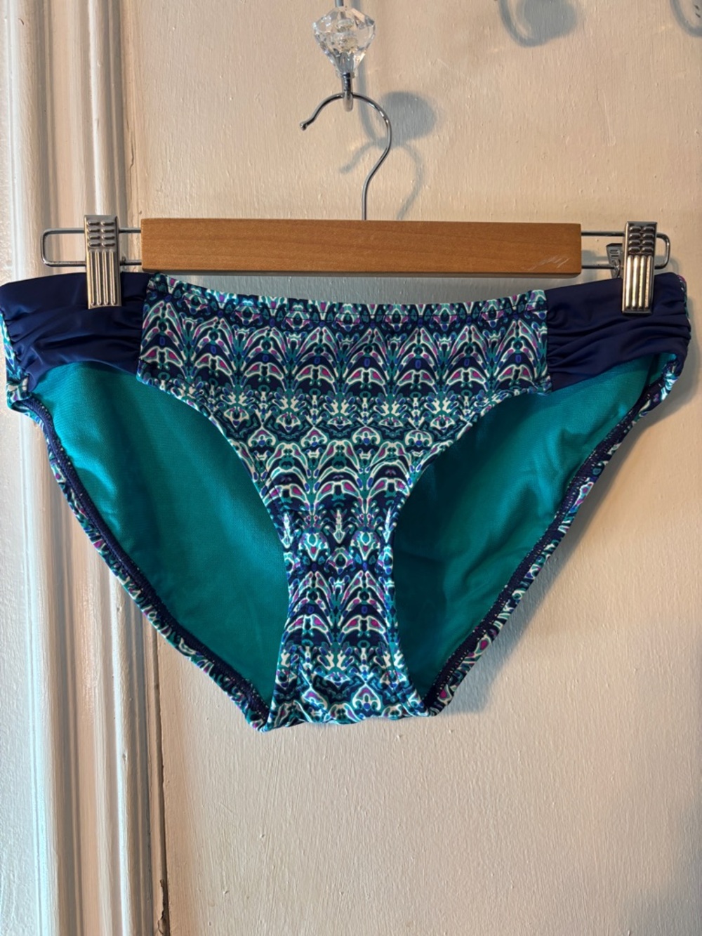 Title Nine Teal, Navy & Purple Patterned Bikini Bottom